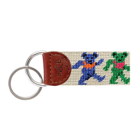 Dancing Bears Needlepoint Key Fob in Oatmeal by Smathers & Branson