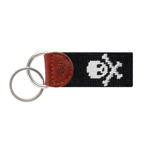 Jolly Roger Needlepoint Key Fob in Black by Smathers & Branson