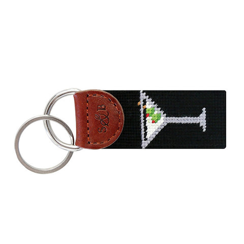 Martini Needlepoint Key Fob in Black by Smathers & Branson