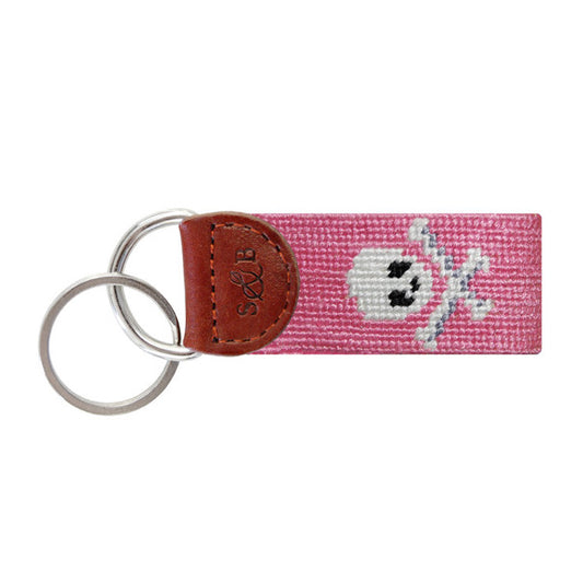 Jolly Roger Needlepoint Key Fob in Pink by Smathers & Branson