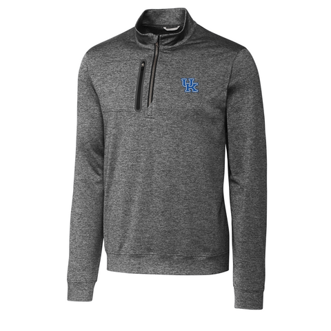 University of Kentucky Stealth Heathered Quarter-Zip Pullover in Elemental Grey by Cutter & Buck