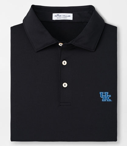 University of Kentucky Solid Performance Jersey Polo in Black by Peter Millar