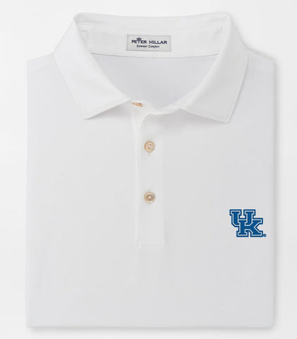 University of Kentucky Solid Performance Jersey Polo in White by Peter Millar