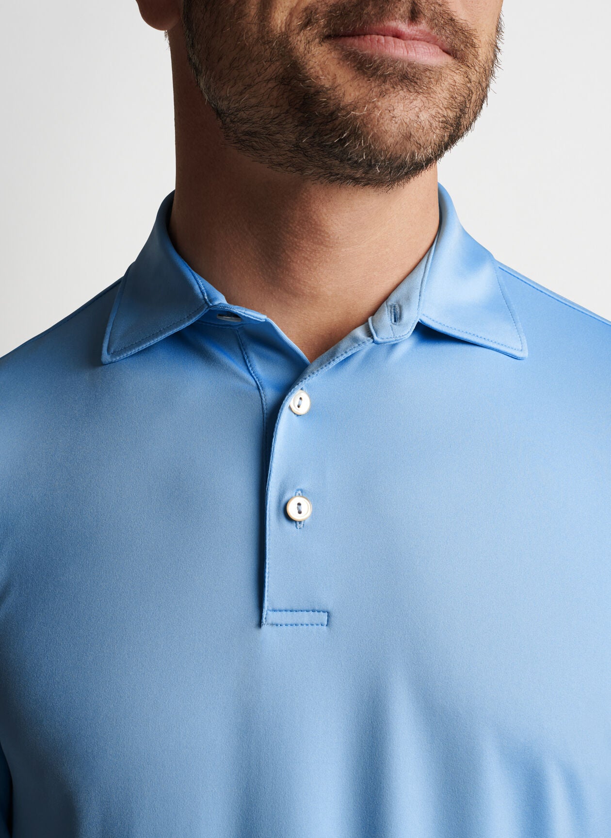 Solid Performance Polo Sean Self-Collar in Cottage Blue by Peter Milla ...
