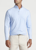 Perth Mini-Stripe Stretch Loop Terry Quarter-Zip in Cottage Blue/White by Peter Millar