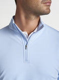 Perth Mini-Stripe Stretch Loop Terry Quarter-Zip in Cottage Blue/White by Peter Millar