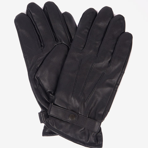 Insulated Burnished Leather Gloves in Black by Barbour