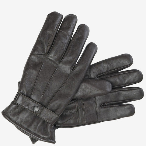 Insulated Burnished Leather Gloves in Dark Brown by Barbour