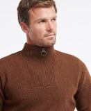 Nelson Essential Half Zip Sweater in Dark Sand by Barbour