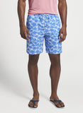 Clouds and Palms Swim Trunk in Carnival Blue by Peter Millar