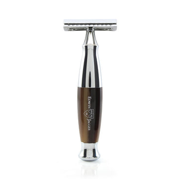 DE Safety Razor in Imitation Horn and Chrome by Edwin Jagger