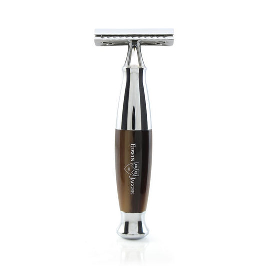 DE Safety Razor in Imitation Horn and Chrome by Edwin Jagger