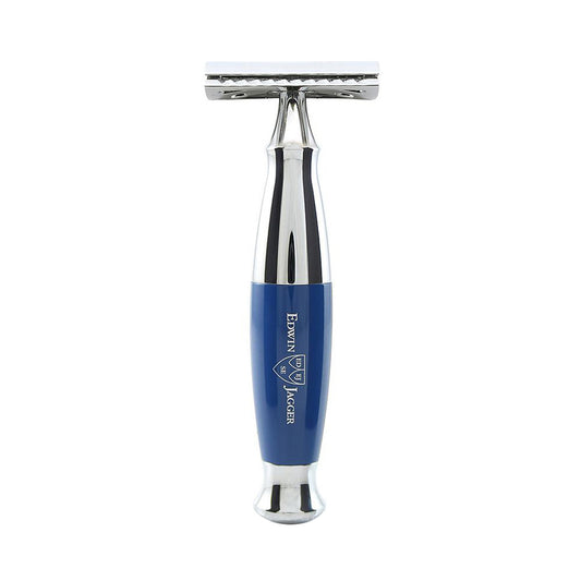 DE Safety Razor in Blue and Chrome by Edwin Jagger