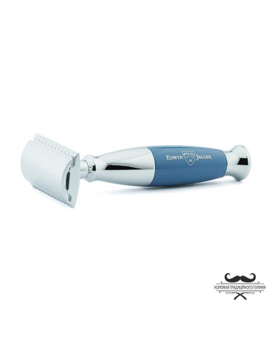 DE Safety Razor in Blue and Chrome by Edwin Jagger