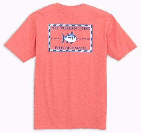 Heathered Original Skipjack T-Shirt in Heathered Coral by Southern Tide