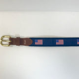 American Flag Motif Belt on Navy by Leather Man Ltd.