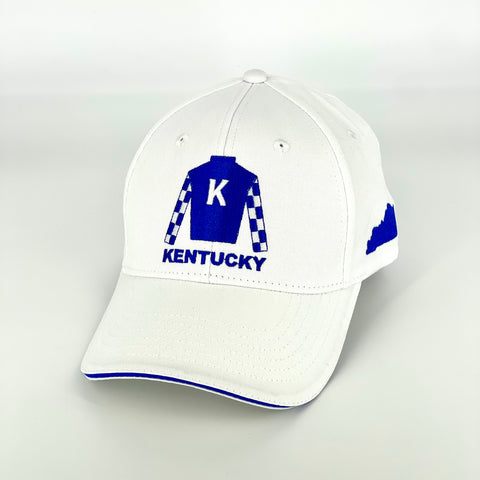 Kentucky Jockey Silks Hat in White by Logan's