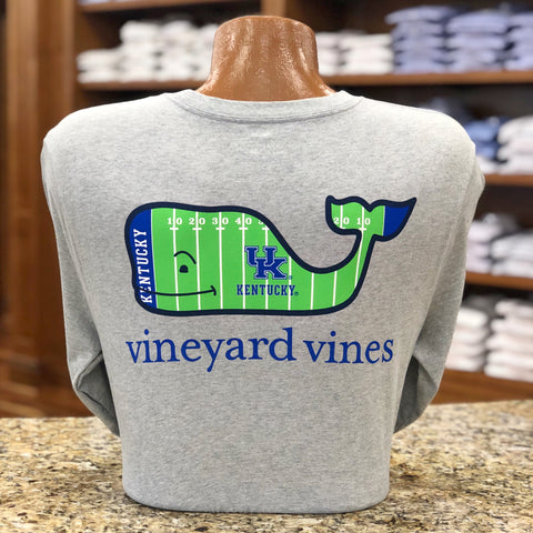 University of Kentucky Whale Fill Football Field Long Sleeve Tee in Grey Heather by Vineyard Vines