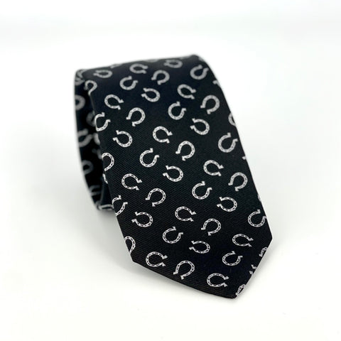 "Lucky" 100% Silk Neck Tie in Black by Logan's