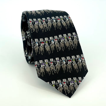 "Starting Gate" 100% Silk Neck Tie in Black by Logan's