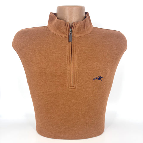 Thoroughbred Stretch Cotton Quarter-Zip Pullover in Chestnut by Horn Legend