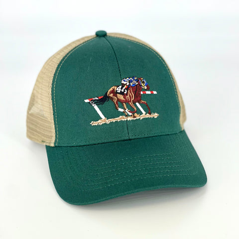 Home Stretch Horse Racing Hat in Green by Logan's