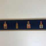 Bourbon Bottle Motif Belt on Navy by Leather Man Ltd.