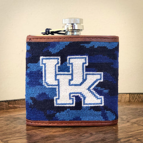 University of Kentucky Blue Camo Needlepoint Flask by Smathers & Branson