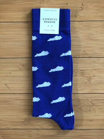 Royal Blue with White Kentucky Mid Calf Socks by Dapper Classics