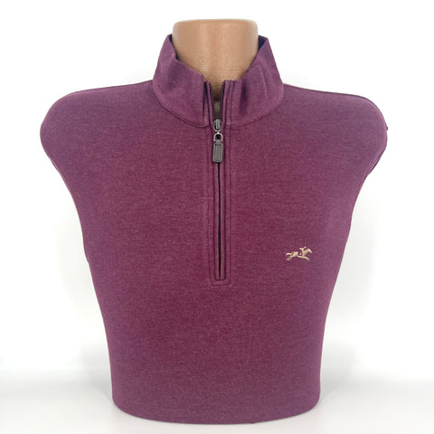 Thoroughbred Stretch Cotton Quarter-Zip Pullover in Maroon by Horn Legend