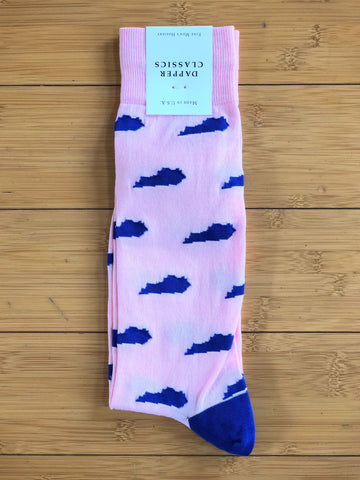 Pink with Royal Blue Kentucky Mid Calf Socks by Dapper Classics