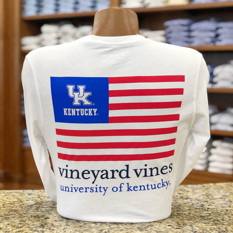 University of Kentucky USA Flag Long Sleeve Tee in White Cap by Vineyard Vines
