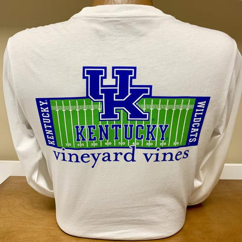 University of Kentucky Football Field Long Sleeve Tee in White Cap by Vineyard Vines
