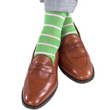 Green With Pink Stripe Mid-Calf Socks by Dapper Classics