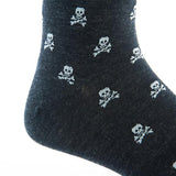 Charcoal With Ash Skull and Crossbones Mid-Calf Wool Socks by Dapper Classics